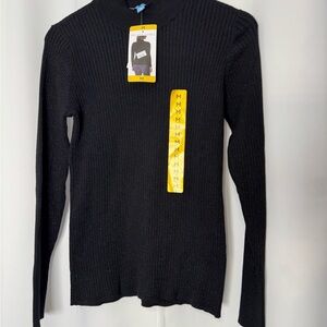 Draper James Black Ribbed Sweater with Sparkly Fabric Medium
